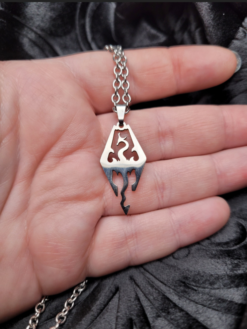 Stainless Steel TES V The Elder Scrolls Skyrim Pendant Necklace