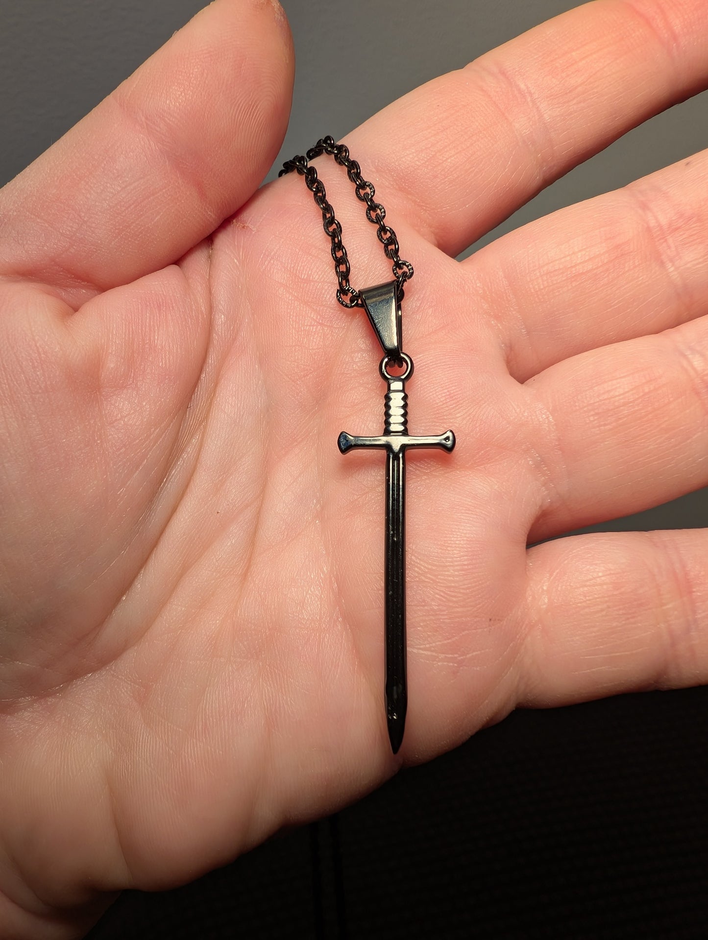 Black Stainless Steel Sword Necklace
