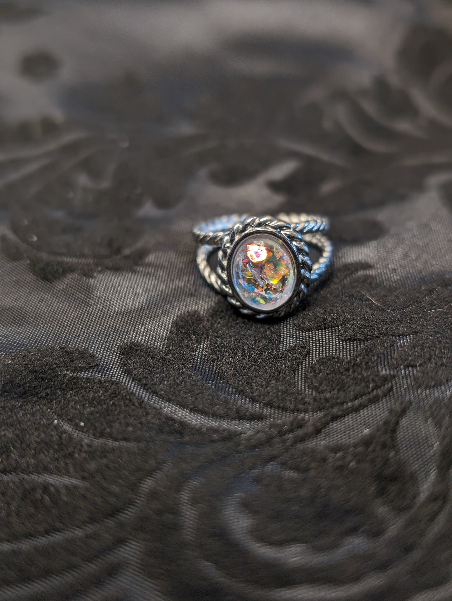 Braided Stainless Steel Adjustable Faceted Resin Rings