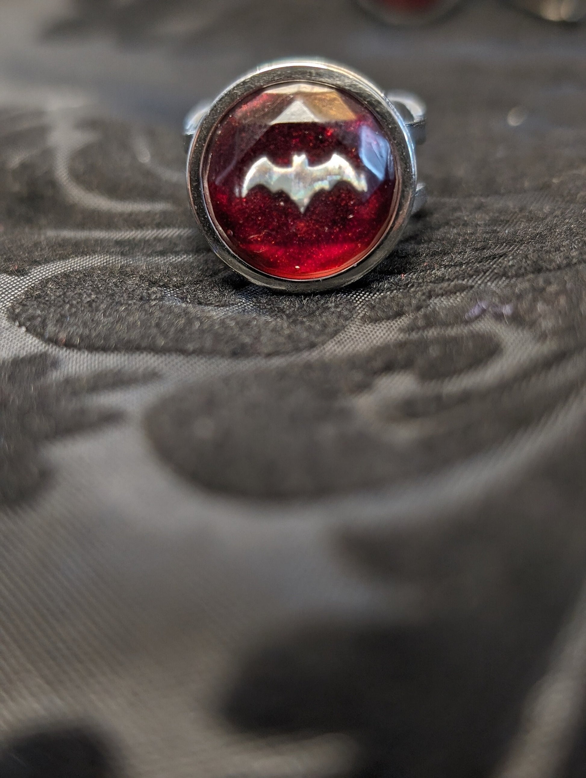Blood-Red Stainless Steel Adjustable Goth Rings
