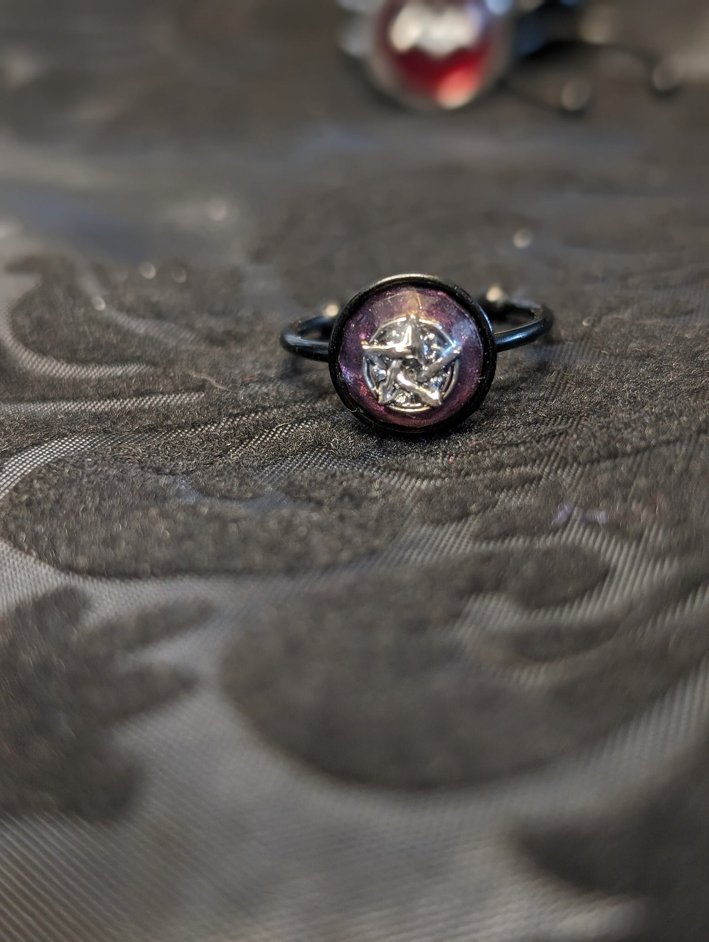 Blood-Red Stainless Steel Adjustable Goth Rings