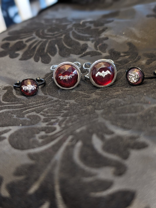 Blood-Red Stainless Steel Adjustable Goth Rings