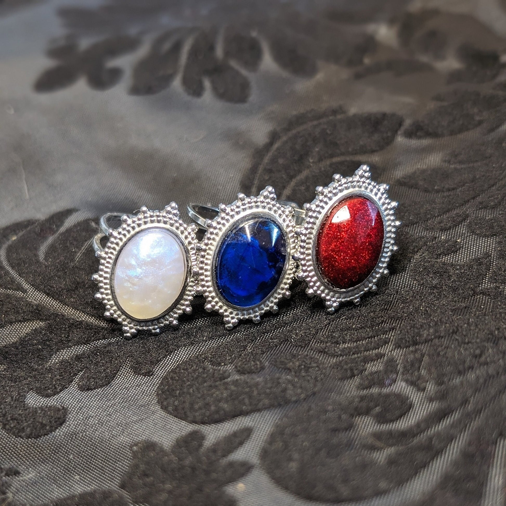 Fantasy Faceted Stainless Steel Adjustable Rings