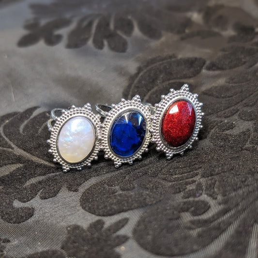 Fantasy Faceted Stainless Steel Adjustable Rings
