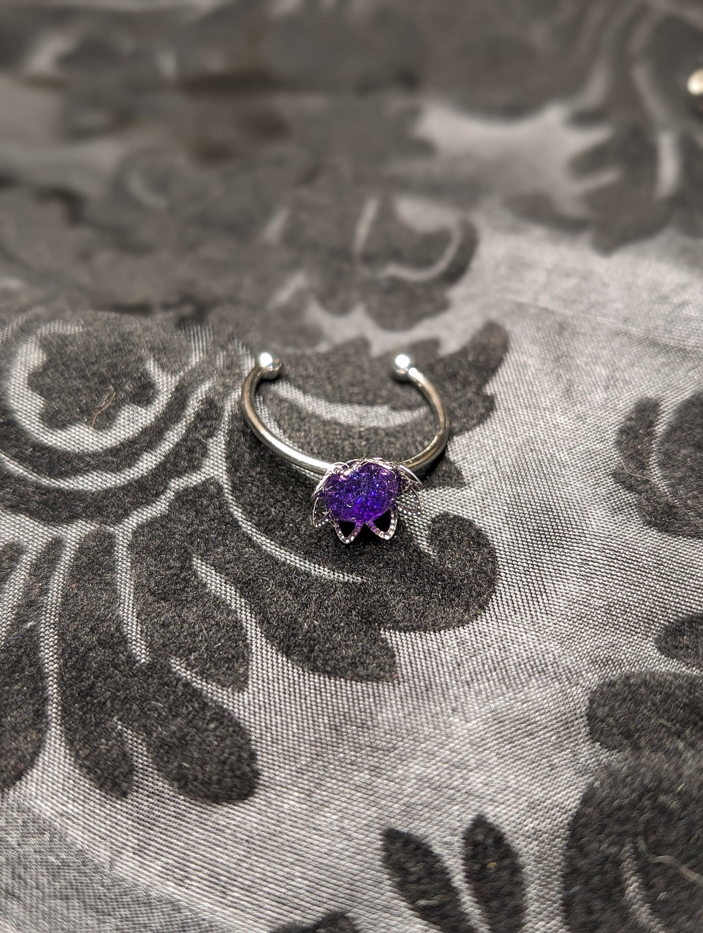 Adjustable Stainless Steel Fantasy Fairy Floral Resin Rings