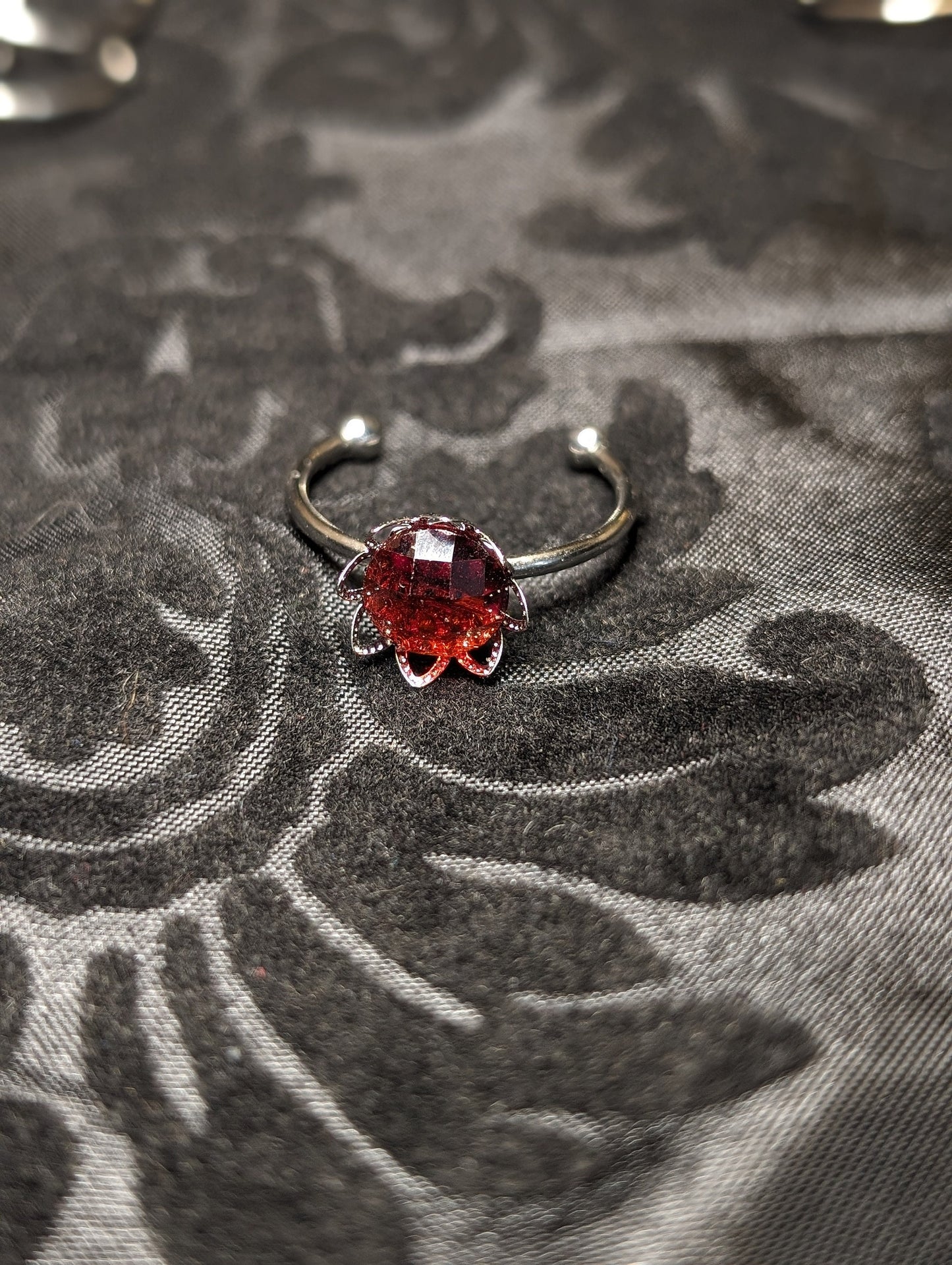 Adjustable Stainless Steel Fantasy Fairy Floral Resin Rings