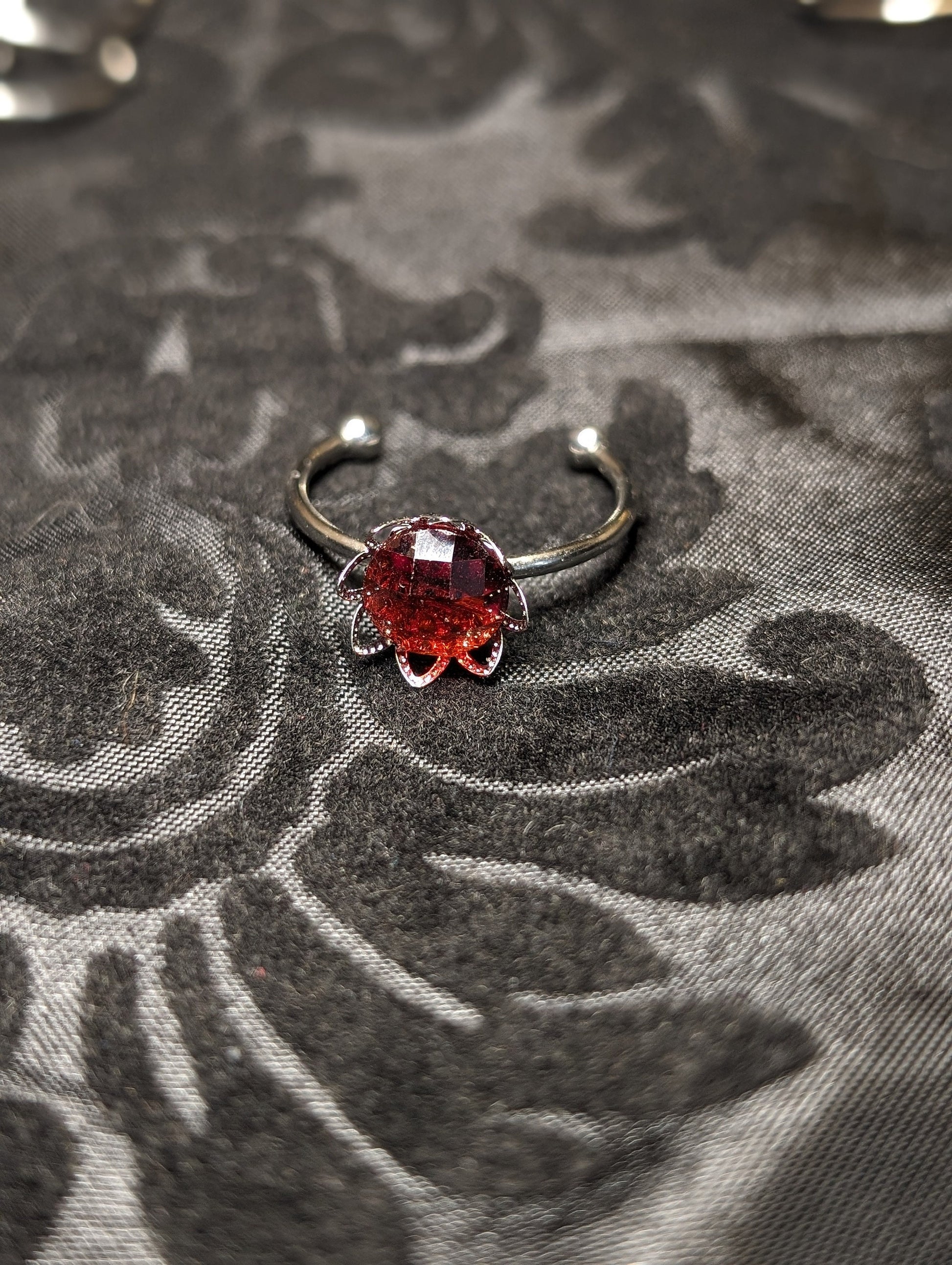 Adjustable Stainless Steel Fantasy Fairy Floral Resin Rings