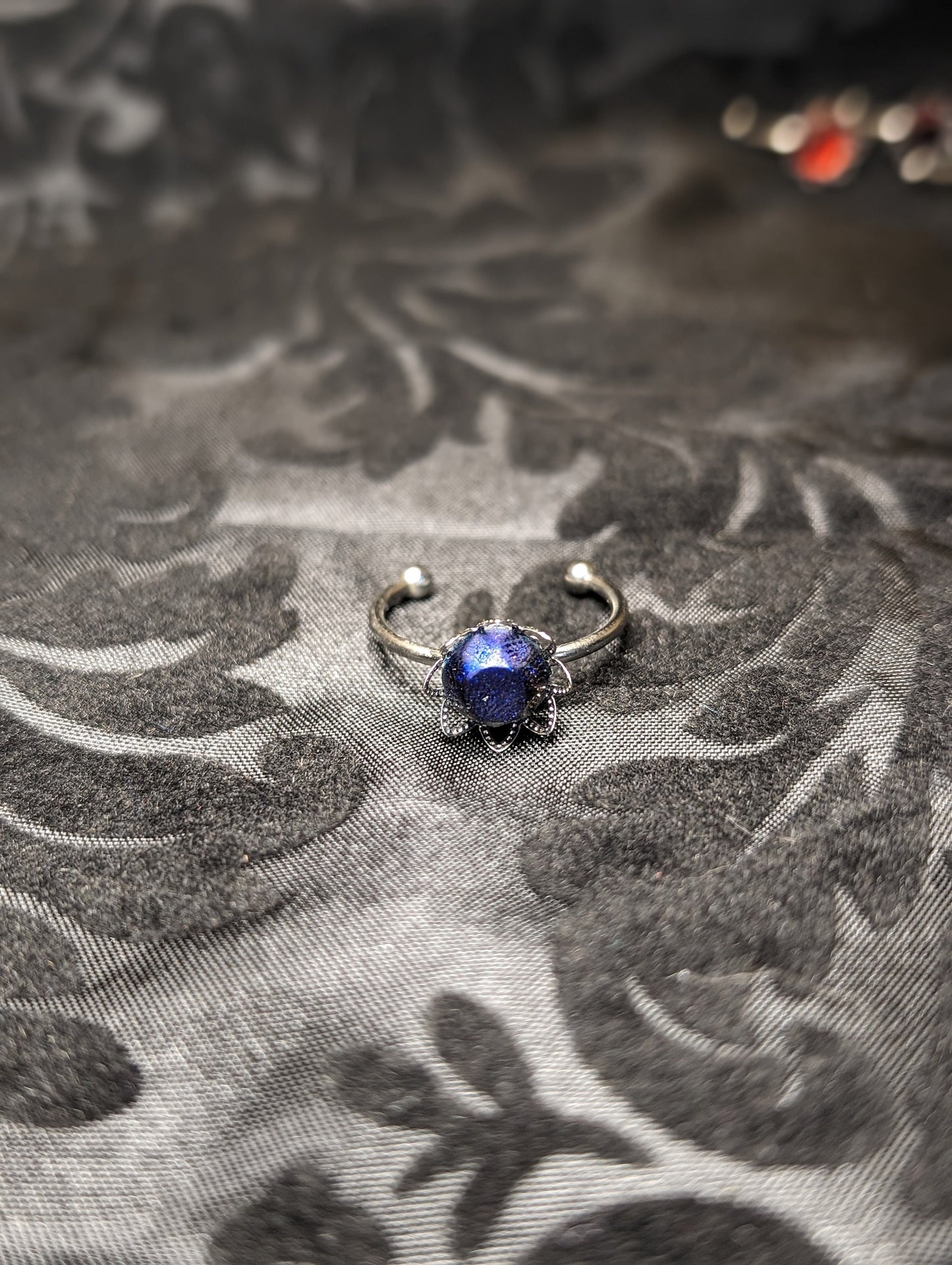 Adjustable Stainless Steel Fantasy Fairy Floral Resin Rings