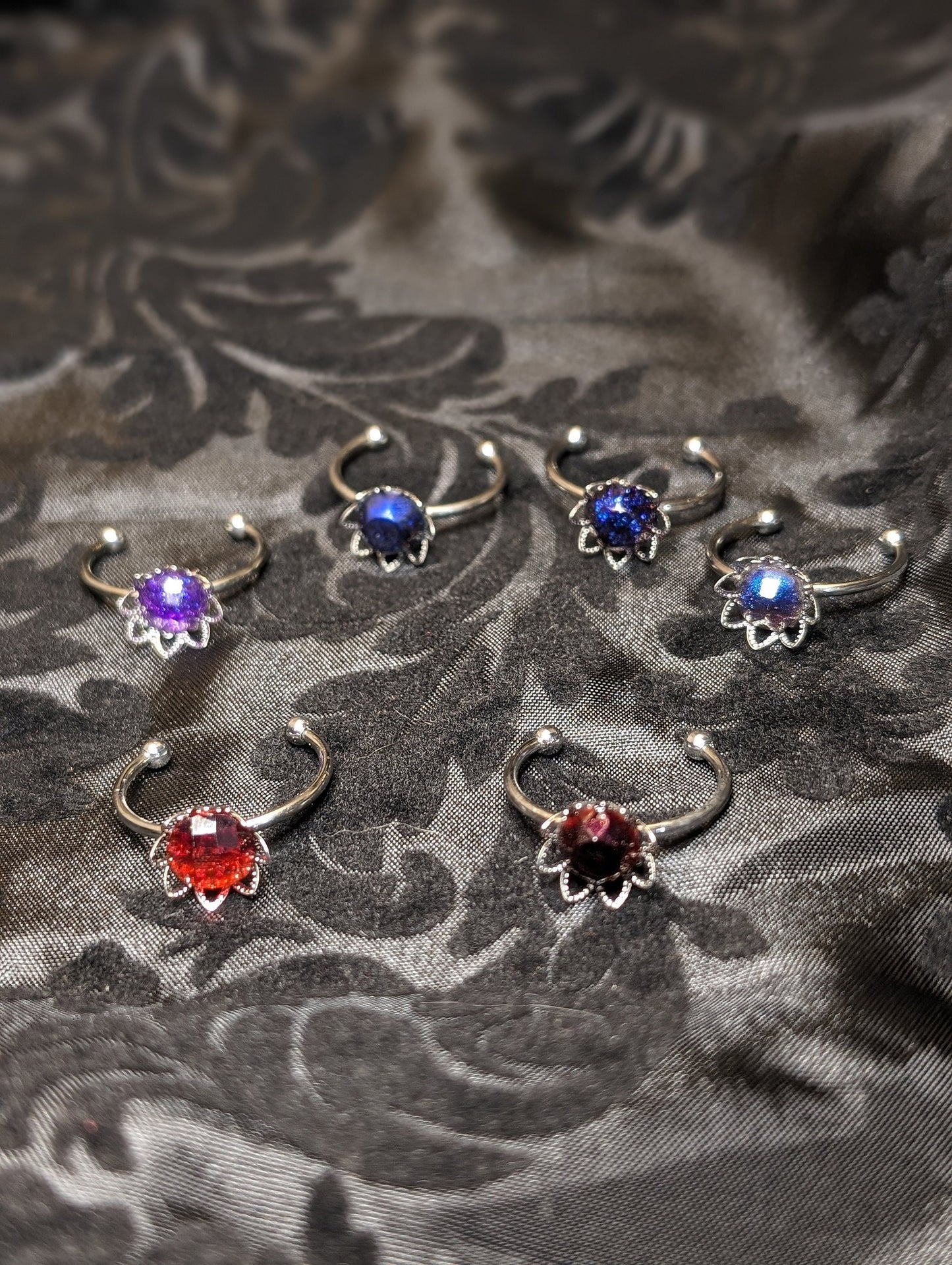 Adjustable Stainless Steel Fantasy Fairy Floral Resin Rings