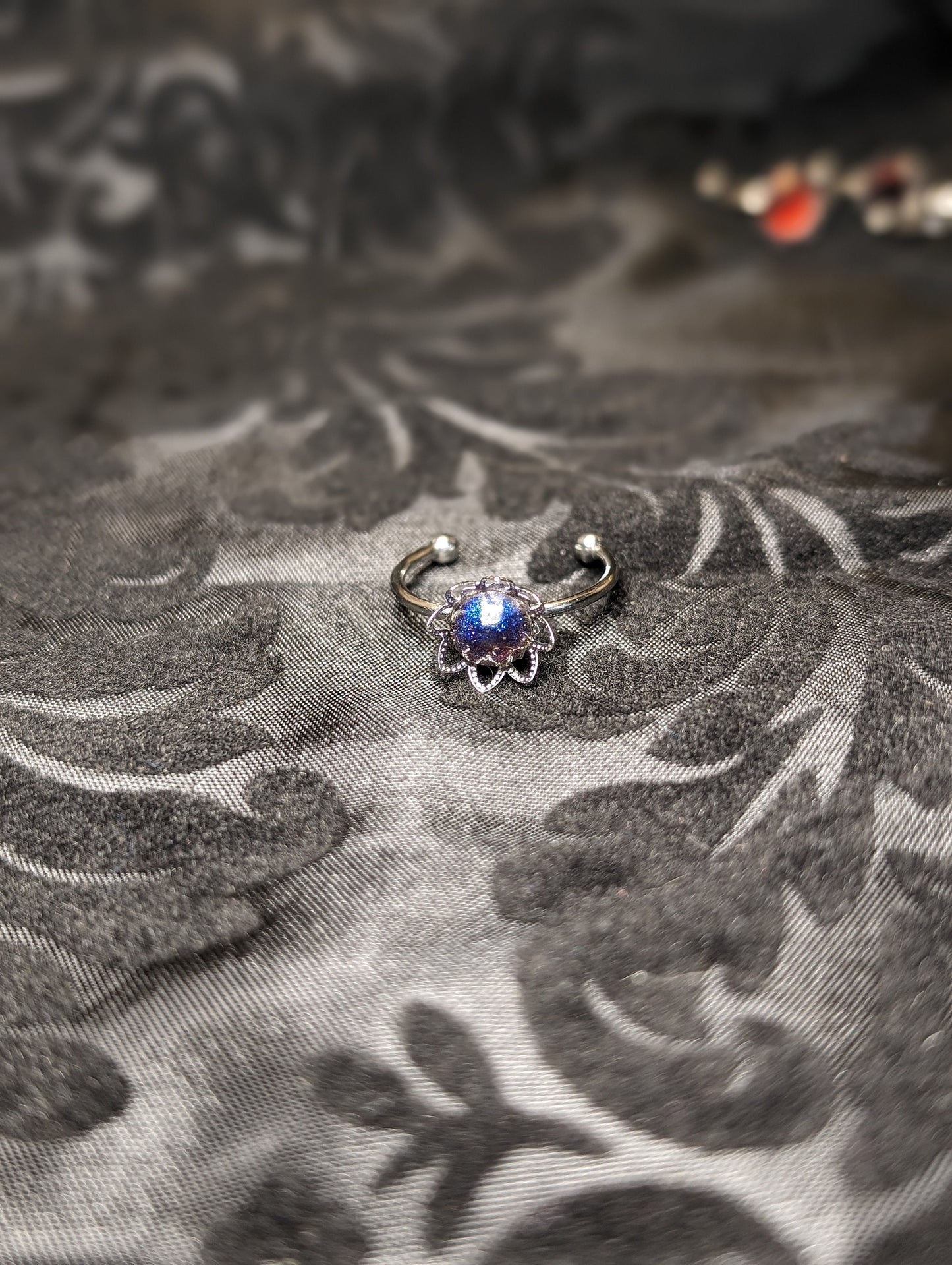 Adjustable Stainless Steel Fantasy Fairy Floral Resin Rings