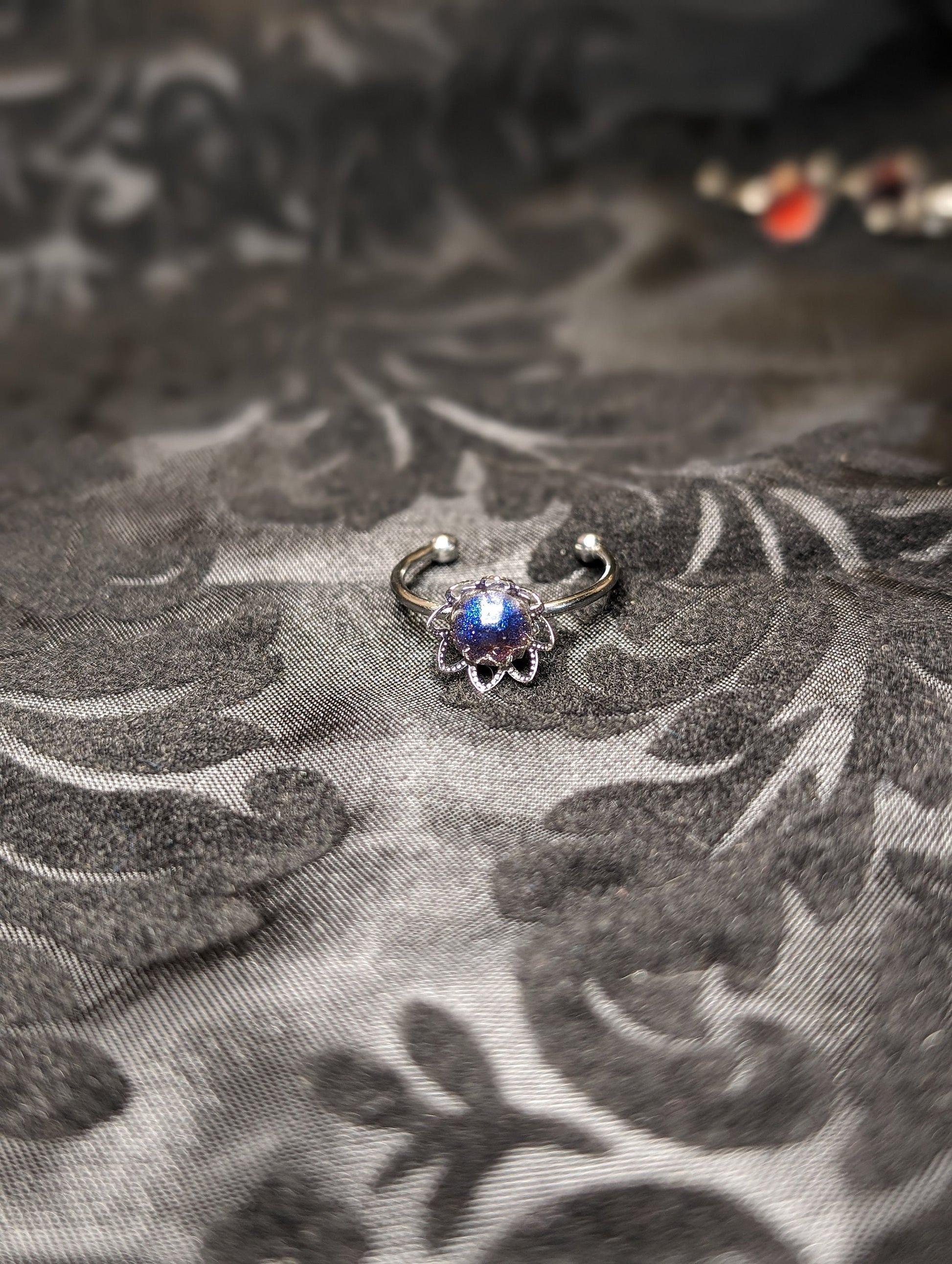 Adjustable Stainless Steel Fantasy Fairy Floral Resin Rings