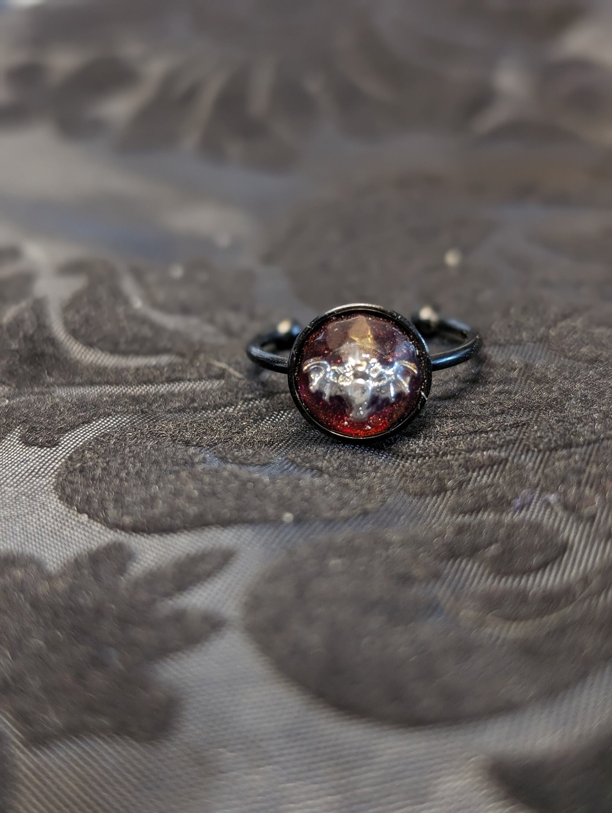 Blood-Red Stainless Steel Adjustable Goth Rings