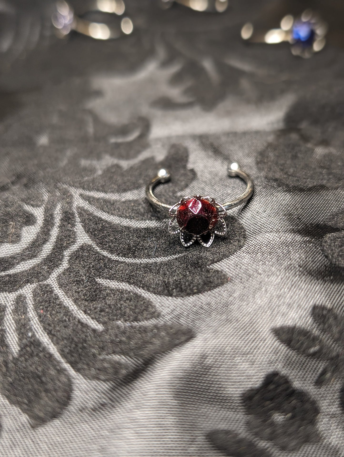 Adjustable Stainless Steel Fantasy Fairy Floral Resin Rings