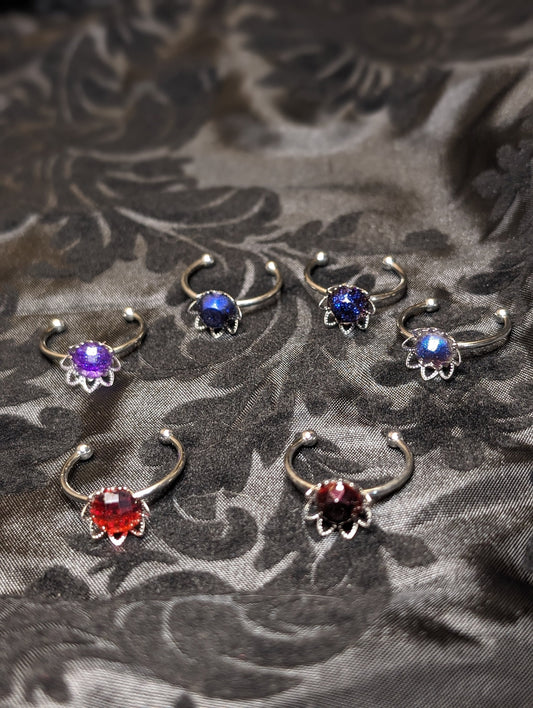 Adjustable Stainless Steel Fantasy Fairy Floral Resin Rings