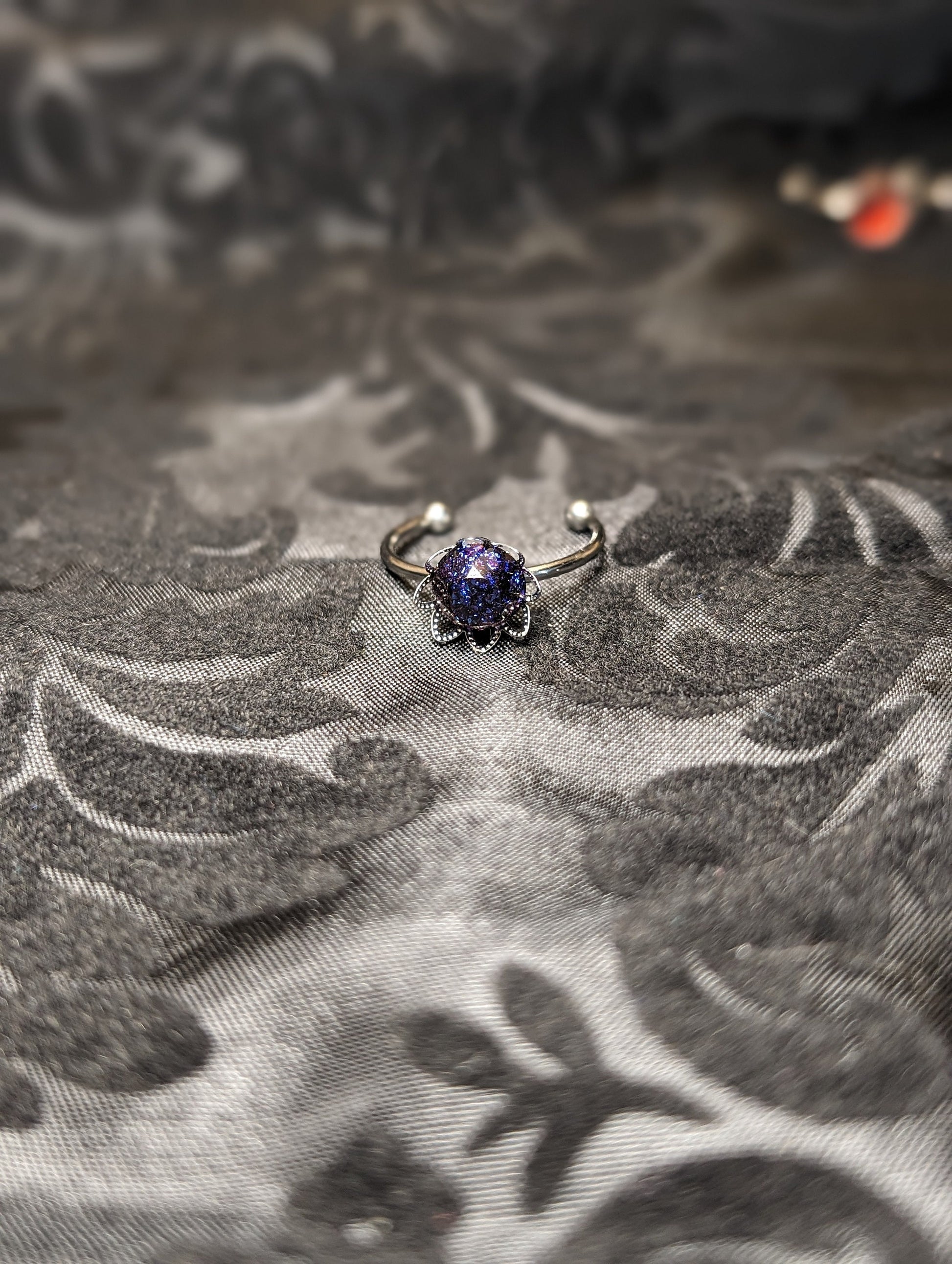 Adjustable Stainless Steel Fantasy Fairy Floral Resin Rings