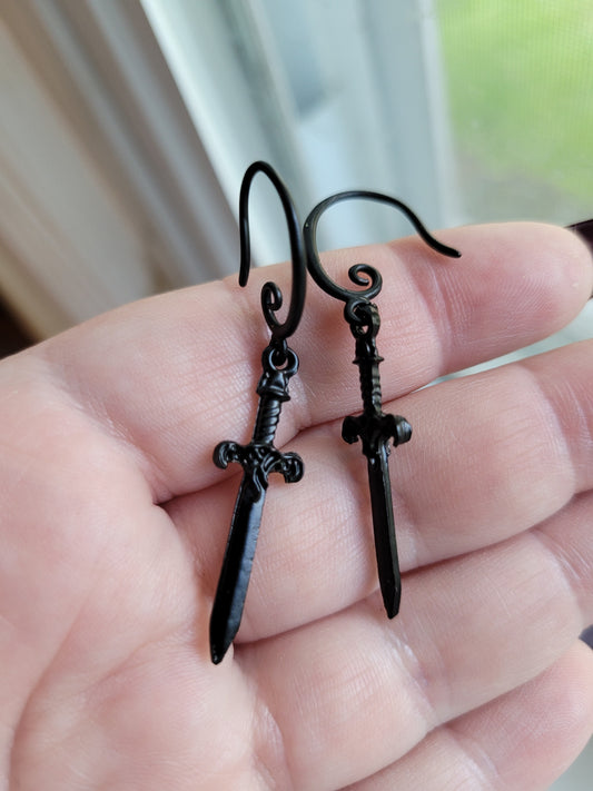RPG DnD Rogue Swirl Spiral Dagger Earrings