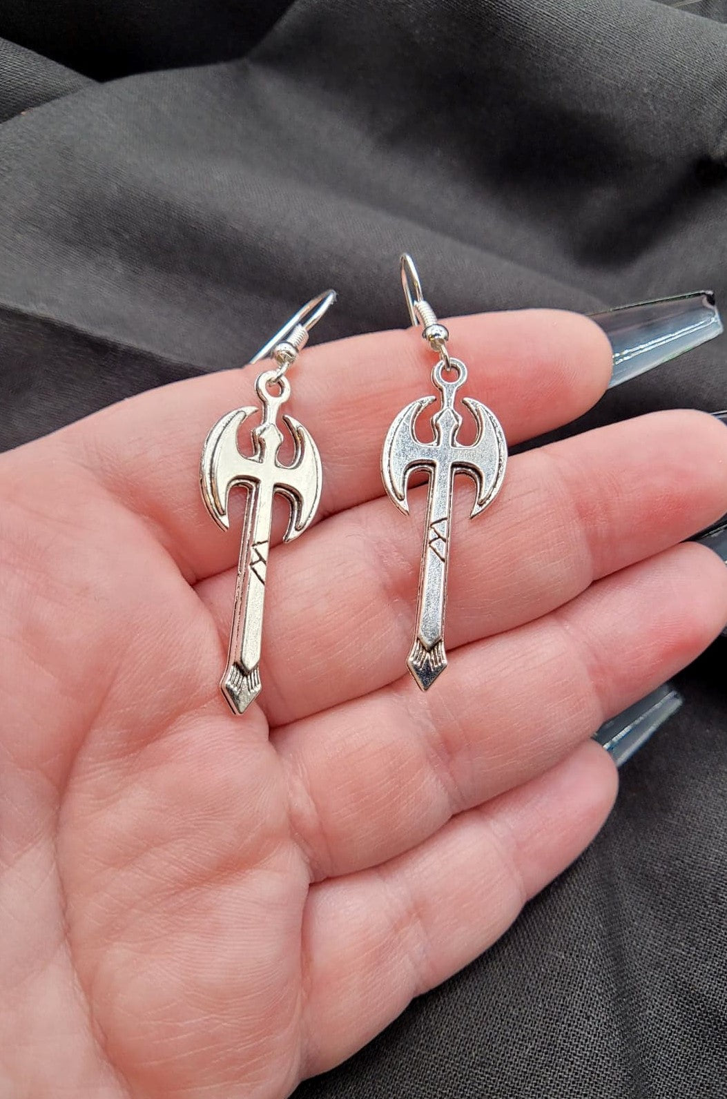 Silver Battle Axe Charm DnD RPG Fantasy Weapon Earrings