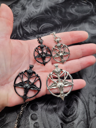 Goth Satanic Black Baphomet Necklace