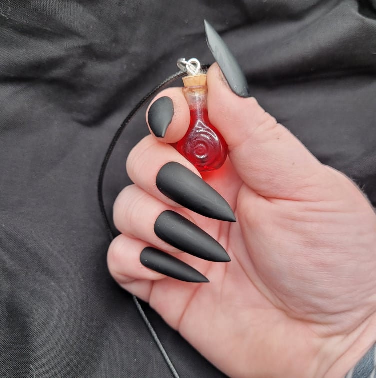 Handmade Nerdy Fantasy RPG Health, Mana, and Stamina Potion Resin Necklaces