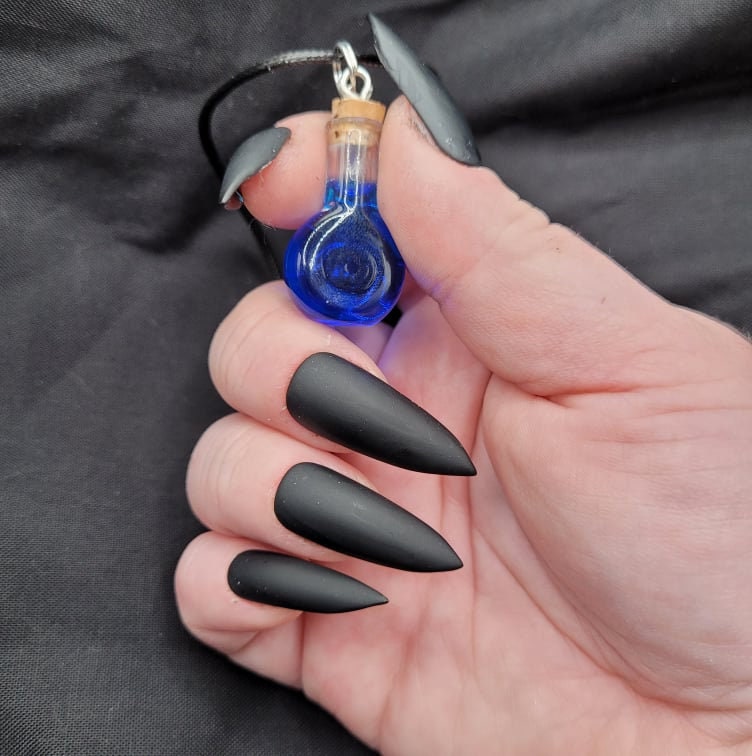 Handmade Nerdy Fantasy RPG Health, Mana, and Stamina Potion Resin Necklaces