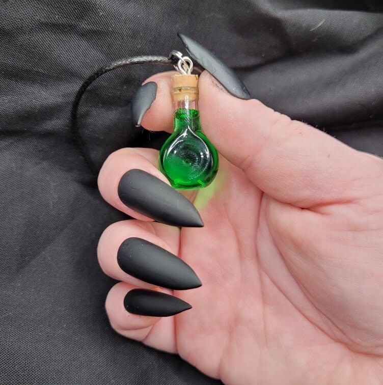 Handmade Nerdy Fantasy RPG Health, Mana, and Stamina Potion Resin Necklaces