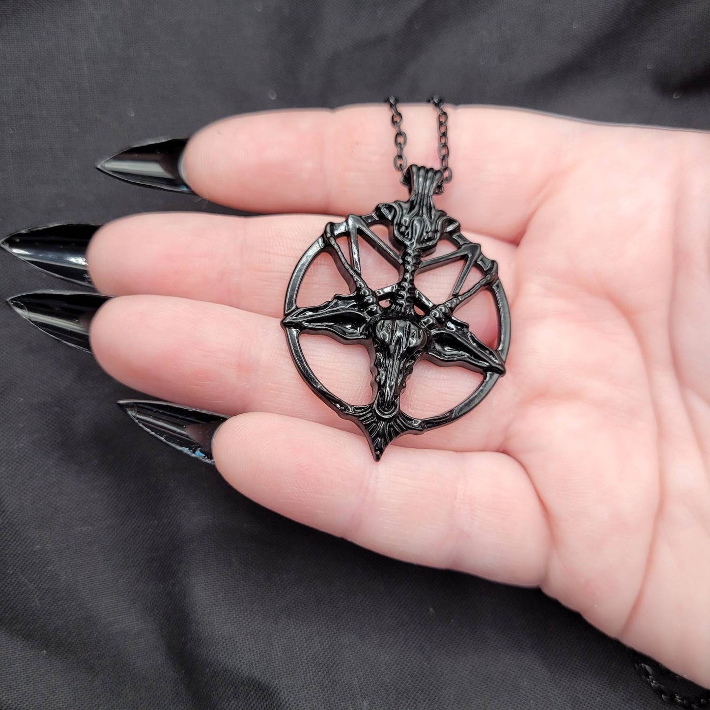 Goth Satanic Black Baphomet Necklace