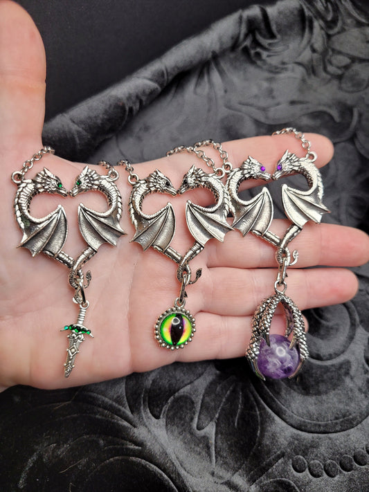 RPG DND Fantasy Dragons Heart Necklace (multiple styles)