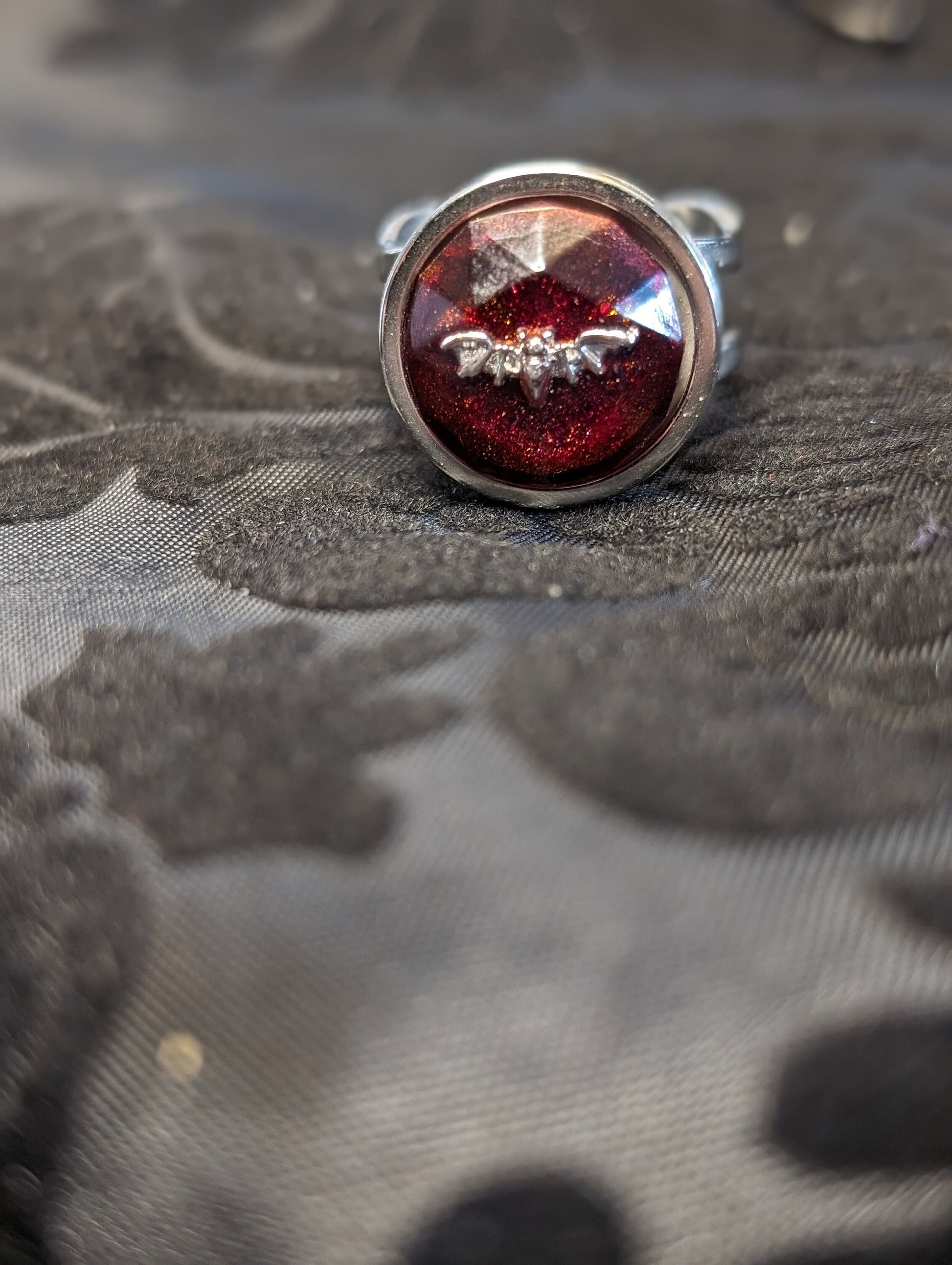 Blood-Red Stainless Steel Adjustable Goth Rings