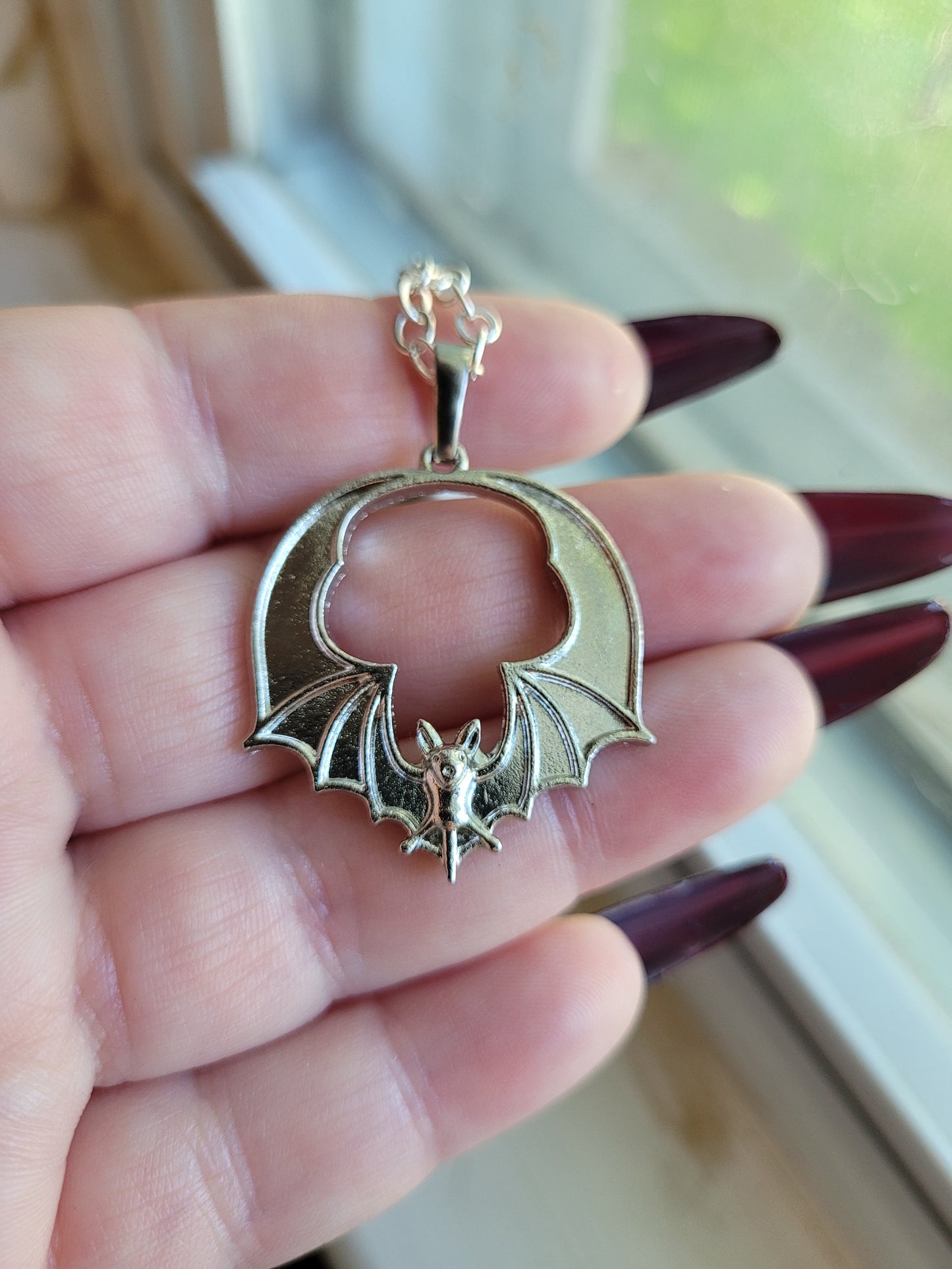 Goth Flying Bat Charm Pendant Necklace