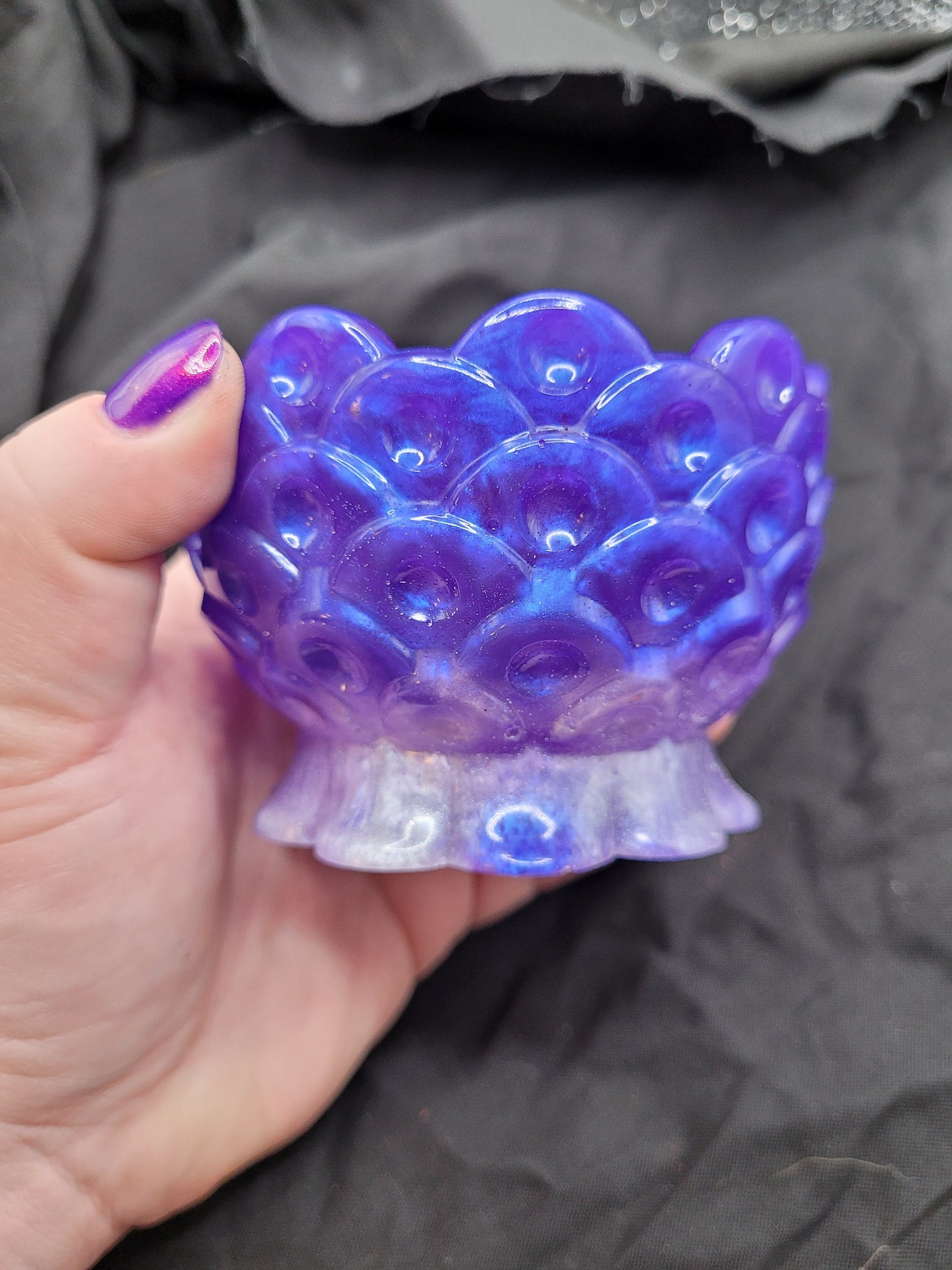 Purple Multichrome Opalescent Mermaid Resin Jewelry Ring Dish Bowl