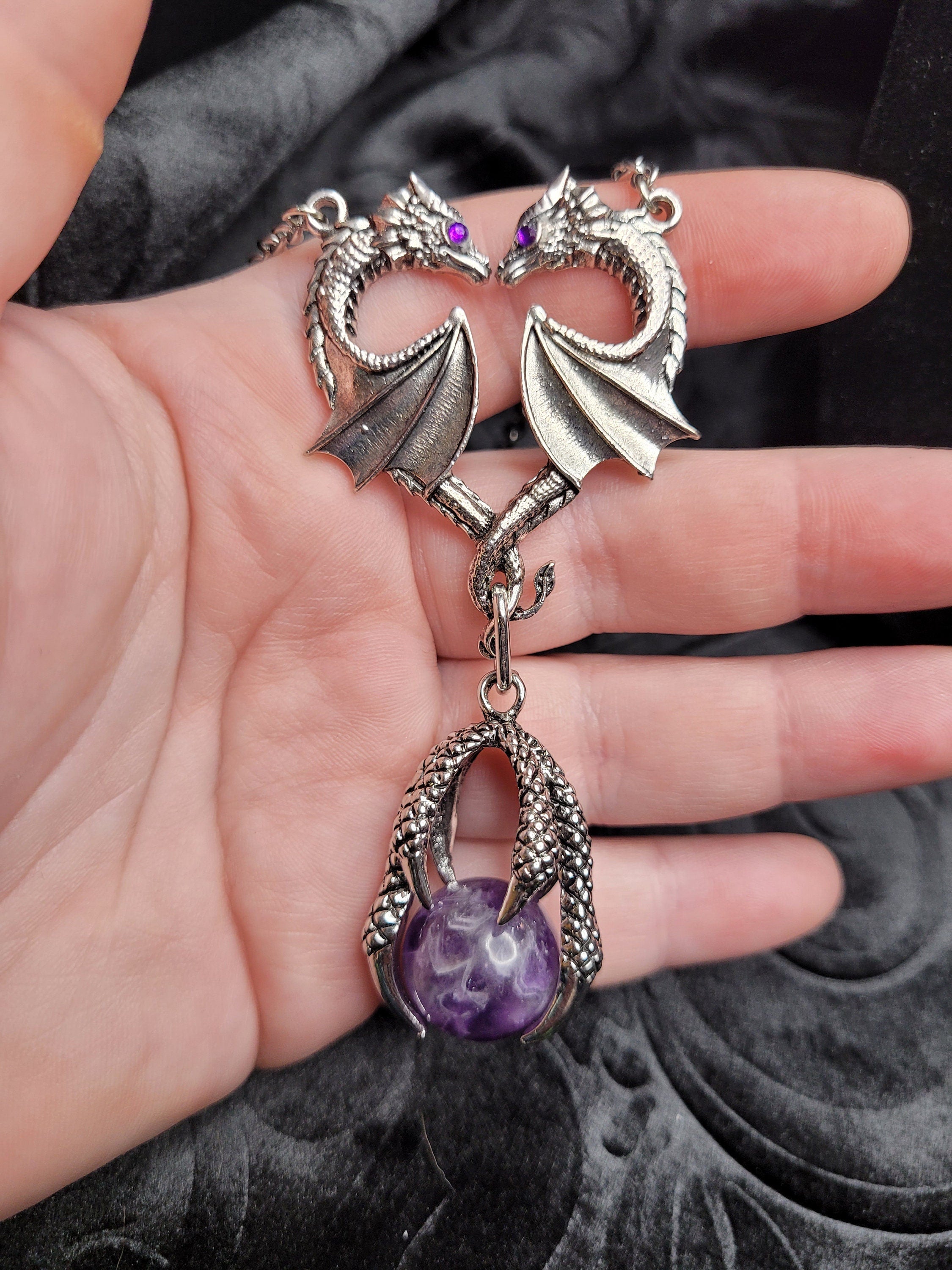 Crystal Dragon Pendant Necklace - Earthy Necklace - Magic Crystals